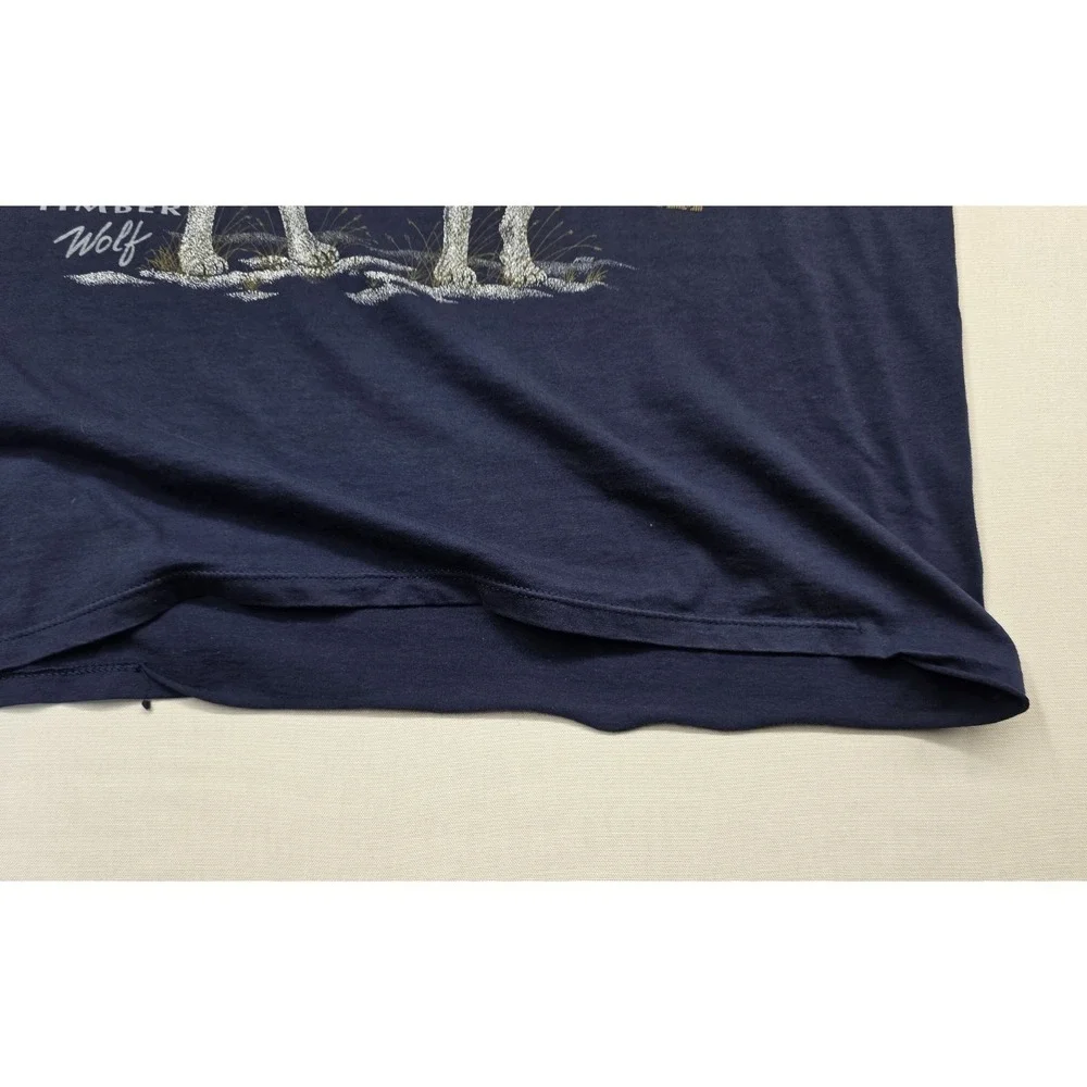 Vintage 90s Timber Wolf T‑Shirt XL Cotton Grove USA Made Wildlife Moon Flaw Seam